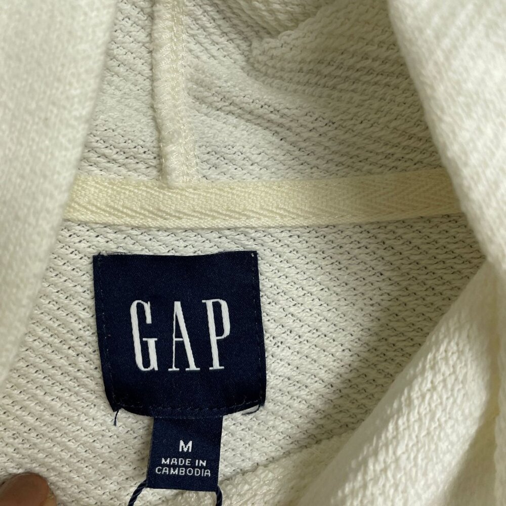 NEW GAP Men's M Textured Pullover Hoodie White/ Cream G1598 - Picture 7 of 12